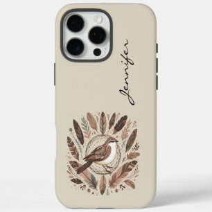 Coque iPhone 16 Pro Max Étui Boho Bird Indian Feather pour iPhone / iPad