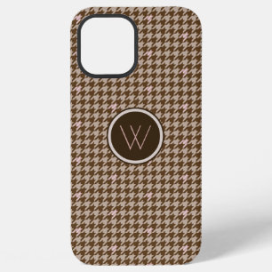 Coque iPhone 12 Pro Max Étui Case-Mate à carreaux Houndstooth Brun avec Or