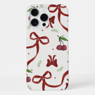 Coque iPhone 16 Pro Max Étui 'Cherry Ribbon Coquette' pour iPhone 16 Pro M