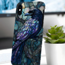Étui de style vitrail teinté Raven (faux) pour iPh