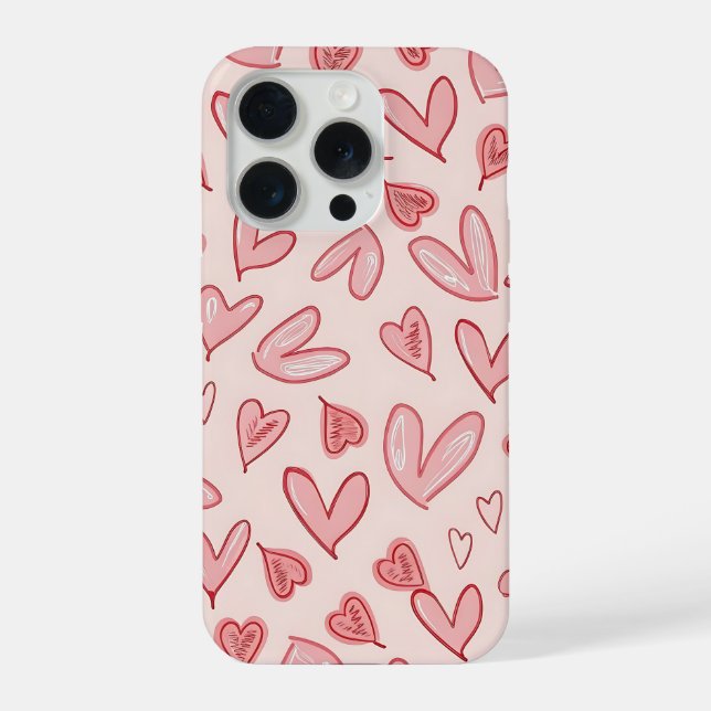 Coque iPhone Étui de téléphone à motif de cœur rose mignon (Verso)