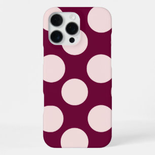 Coque iPhone 16 Pro Max Étui de téléphone à pois rose Bourgogne