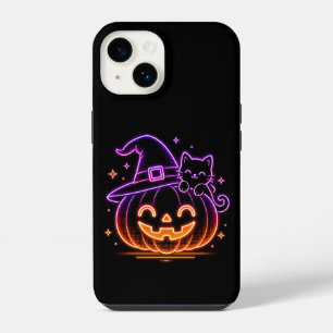 Coque Pour iPhone 14 Étui de téléphone chat citrouille Halloween néon m