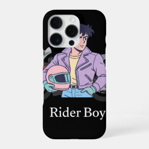 Coque iPhone 16 Pro Étui de téléphone Cool Retro Anime Rider Boy
