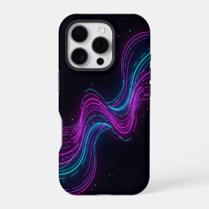 Coque iPhone 16 Pro Étui de téléphone Cyberpunk Neon Wave Glitch Gamin