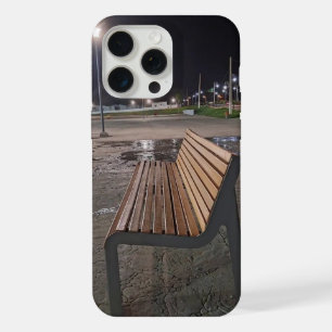 Étui de téléphone de banc de parc de nuit calme