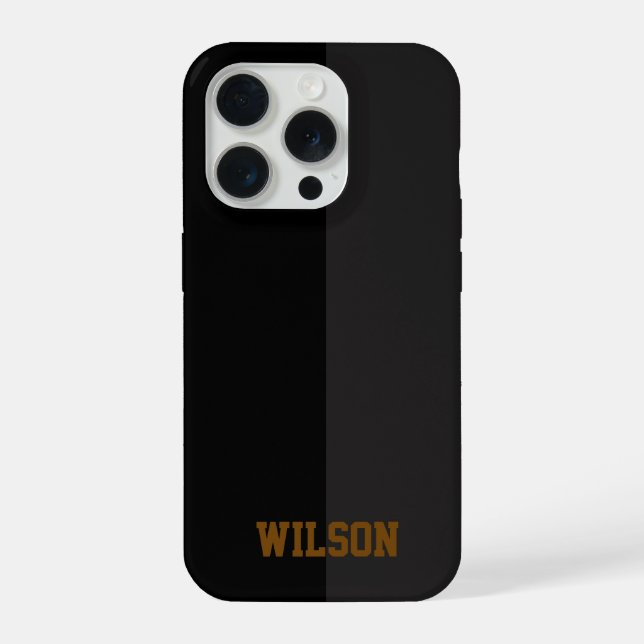 Coque iPhone Étui de téléphone élégant avec monogramme noir et  (Verso)