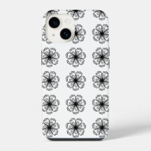 Étui de téléphone Fleur Noir&Blanc Floral pour iPh