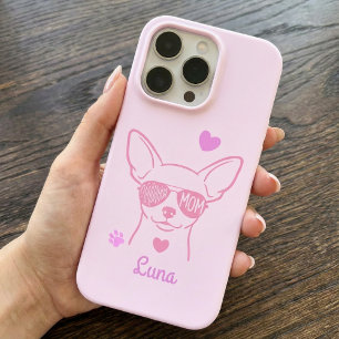 Coque iPhone 16 Pro Étui de téléphone rose personnalisé pour Chihuahua