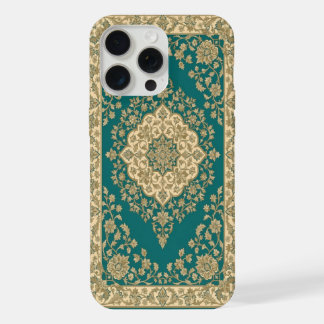 Étui de téléphone tapis persan turquoise à médaill