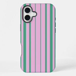 Coque iPhone 16 Plus Étui iPhone 16 Plus avec rayures vertes et rose te