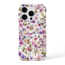 Étui iPhone aquarelle florale - Rose violet vintag