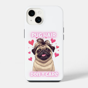 Coque Pour iPhone 14 Étui iPhone Citation Drôle Pug Hair Don’t Care