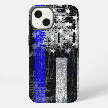 Étui iPhone Drapeau Ligne Bleue Grunge