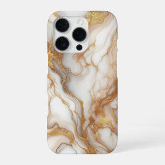 Coque iPhone 16 Pro Étui iPhone en marbre d'or de luxe | Gol blanc élé