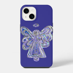 Coque Pour iPhone 14 Étui iPhone personnalisé Art Ange Gardien Violet