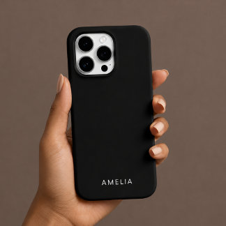 Coque iPhone 16 Pro Étui iPhone personnalisé avec nom noir simple