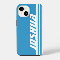 Étui iPhone sport bleu ciel et blanc à rayures