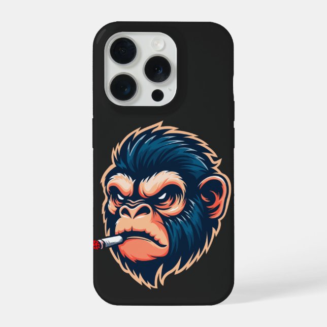 Coque iPhone Étui pour iPhone 15 Pro Angry Monkey (Verso)