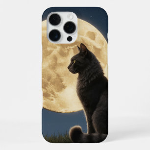 Coque iPhone 16 Pro Max Étui pour iPhone 16 Pro Max chat et lune