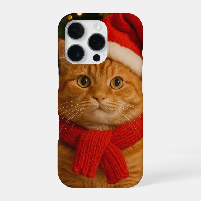 Coque iPhone Étui pour iPhone 16 Pro Santa Cat (Verso)
