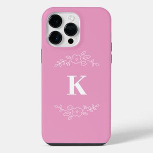 Coque Pour Pour iPhone 14 Pro Max Étui pour iPhone / iPad à monogramme floral blanc
