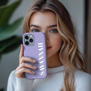 Etui iPhone 13 Pro Max Étui simple personnalisé avec nom Lavande