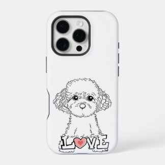 Coque iPhone 16 Pro Étui téléphone avec amour pour Caniche