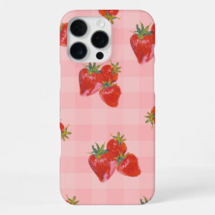 Coque iPhone 16 Pro Max Étui Thème Fraise Vibrations de Fruits Frais