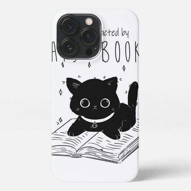 Coque iPhone Facilement distrait par les chats et les livres -  (Verso)