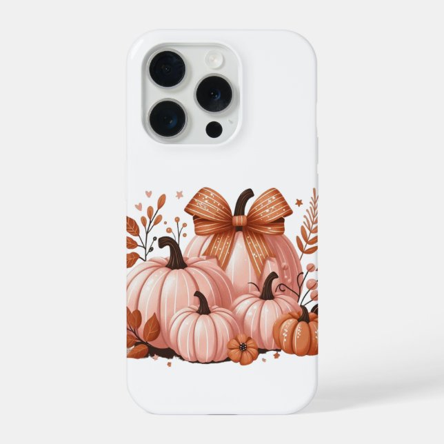 Coque iPhone Fall season pink pumpkins with coquette bow (Verso)