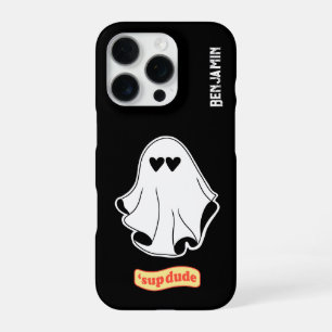 Coque iPhone 16 Pro Fantôme avec les yeux d'amour 'sup mec