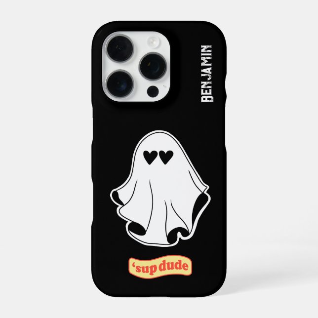 Coque iPhone Fantôme avec les yeux d'amour 'sup mec (Verso)