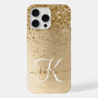 Faux Or Métal Brossé Paillettes Monogramme Nom