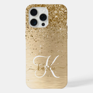 Faux Or Métal Brossé Paillettes Monogramme Nom