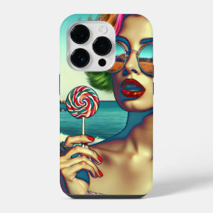 Coque Pour iPhone 14 Plus Femme Belle de l'Art Pop Rétro avec Sucette