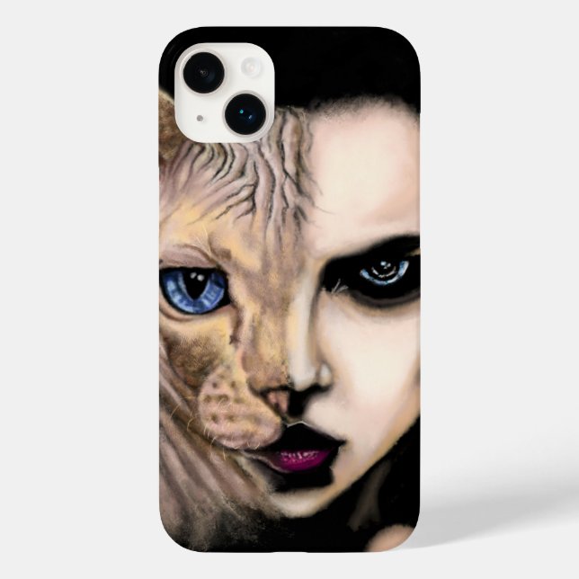 Coque iphone femme chat (Verso)