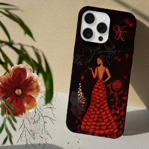 Femme en robe rouge