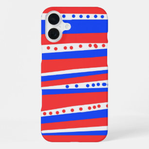 Coque iPhone 16 Plus Festif Rouge Bleu Bleu Cercles Bleu Bleu