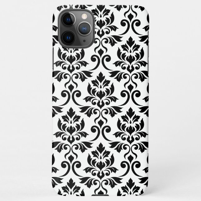 Coque iPhone Feuille Damask Lg Motif noir sur blanc (Dos)