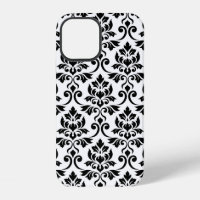 Feuille Damask Lg Motif noir sur blanc