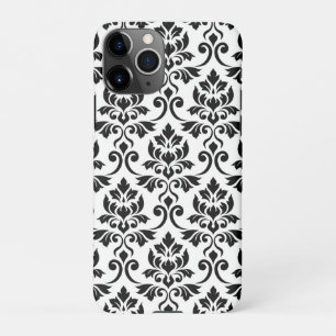 Coque iPhone 11Pro Feuille Damask Lg Motif noir sur blanc