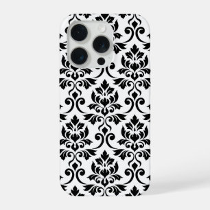 Feuille Damask Lg Motif noir sur blanc