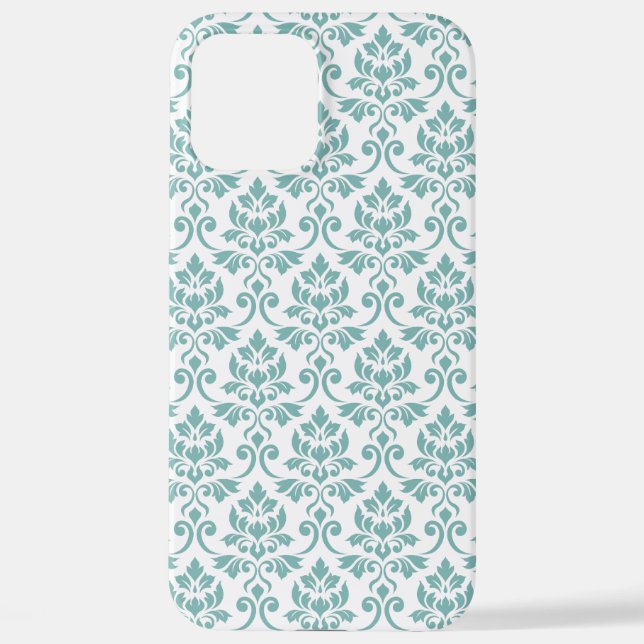 Coque iPhone Feuille Damask Motif Turquoise (Verso)