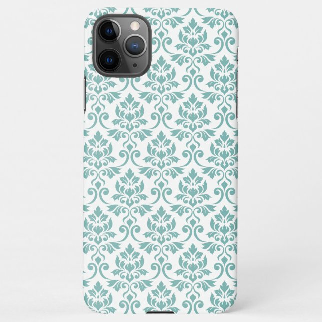 Coque iPhone Feuille Damask Motif Turquoise (Dos)
