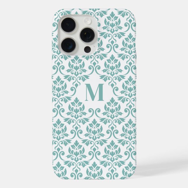 Coque iPhone Feuille Damask Motif Turquoise (personnalisé) (Verso)