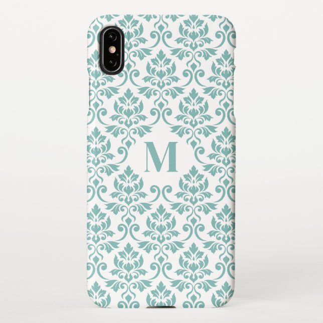 Coque iPhone Feuille Damask Motif Turquoise (personnalisé) (Dos)