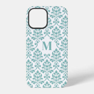 Coque iPhone 12 Pro Feuille Damask Motif Turquoise (personnalisé)