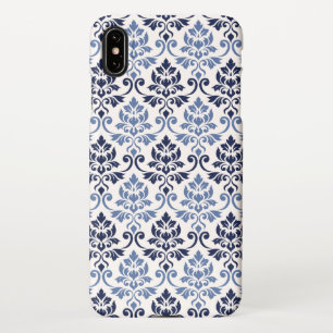 Coque iPhone XS Max Feuille Damask Pattern Blues on Cream