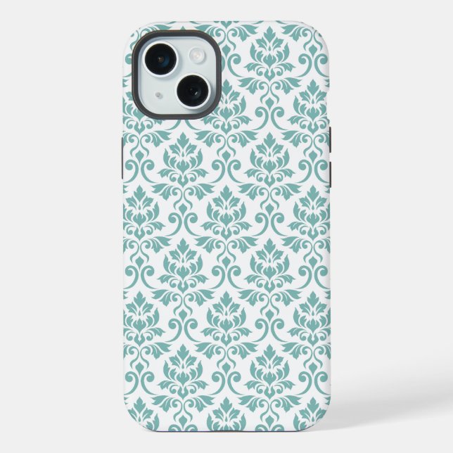 Coque iPhone Feuille Damask Teal Pattern (Verso)